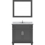 Victoria 36" Single Bath Vanity in Espresso with White Marble Top and Square Sink and Matching Mirror