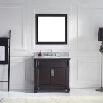 Victoria 36" Single Bath Vanity in Espresso with White Marble Top and Square Sink and Matching Mirror