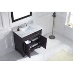 Victoria 36" Single Bath Vanity in Espresso with White Marble Top and Square Sink and Matching Mirror