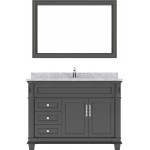 Victoria 48" Single Bath Vanity in Espresso with White Marble Top and Round Sink and Matching Mirror