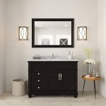 Victoria 48" Single Bath Vanity in Espresso with White Marble Top and Round Sink and Matching Mirror