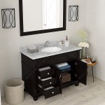 Victoria 48" Single Bath Vanity in Espresso with White Marble Top and Round Sink and Matching Mirror