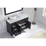 Victoria 48" Single Bath Vanity in Espresso with White Marble Top and Round Sink and Matching Mirror