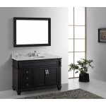 Victoria 48" Single Bath Vanity in Espresso with White Marble Top and Round Sink and Matching Mirror