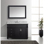 Victoria 48" Single Bath Vanity in Espresso with White Marble Top and Round Sink and Matching Mirror