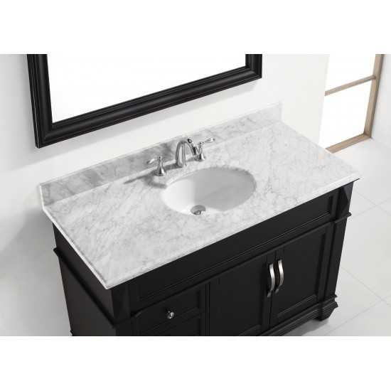 Victoria 48" Single Bath Vanity in Espresso with White Marble Top and Round Sink and Matching Mirror