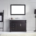 Victoria 48" Single Bath Vanity in Espresso with White Marble Top and Round Sink with Brushed Nickel Faucet and Matching Mirr