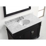 Victoria 48" Single Bath Vanity in Espresso with White Marble Top and Round Sink with Polished Chrome Faucet and Matching Mir