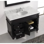 Victoria 48" Single Bath Vanity in Espresso with White Marble Top and Round Sink with Polished Chrome Faucet and Matching Mir