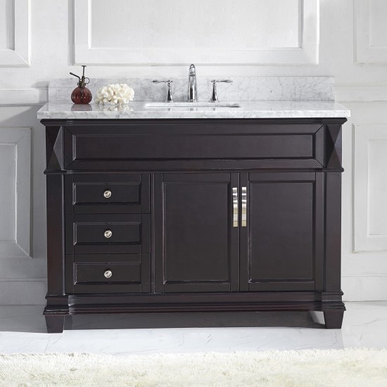 Victoria 48" Single Bath Vanity in Espresso with White Marble Top and Round Sink