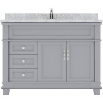 Victoria 48" Single Bath Vanity in Gray with White Marble Top and Round Sink