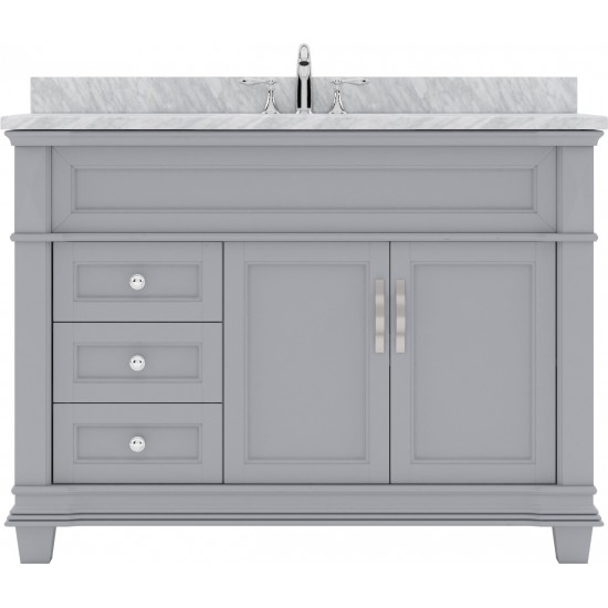 Victoria 48" Single Bath Vanity in Gray with White Marble Top and Round Sink