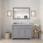 Victoria 48" Single Bath Vanity in Gray with White Marble Top and Round Sink