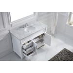 Victoria 48" Single Bath Vanity in White with White Marble Top and Round Sink with Brushed Nickel Faucet and Matching Mirror