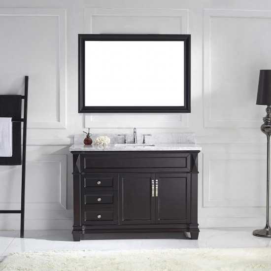 Victoria 48" Single Bath Vanity in Espresso with White Marble Top and Square Sink and Matching Mirror