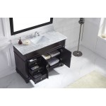 Victoria 48" Single Bath Vanity in Espresso with White Marble Top and Square Sink and Matching Mirror