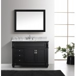 Victoria 48" Single Bath Vanity in Espresso with White Marble Top and Square Sink and Matching Mirror