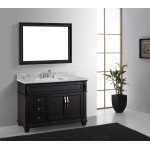 Victoria 48" Single Bath Vanity in Espresso with White Marble Top and Square Sink and Matching Mirror