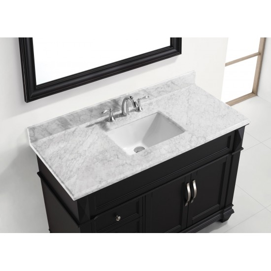 Victoria 48" Single Bath Vanity in Espresso with White Marble Top and Square Sink and Matching Mirror