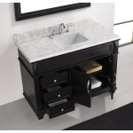 Victoria 48" Single Bath Vanity in Espresso with White Marble Top and Square Sink and Matching Mirror