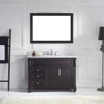 Victoria 48" Single Bath Vanity in Espresso with White Marble Top and Square Sink with Polished Chrome Faucet and Mirror