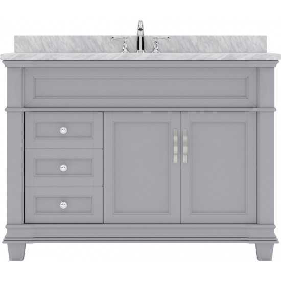 Victoria 48" Single Bath Vanity in Gray with White Marble Top and Square Sink