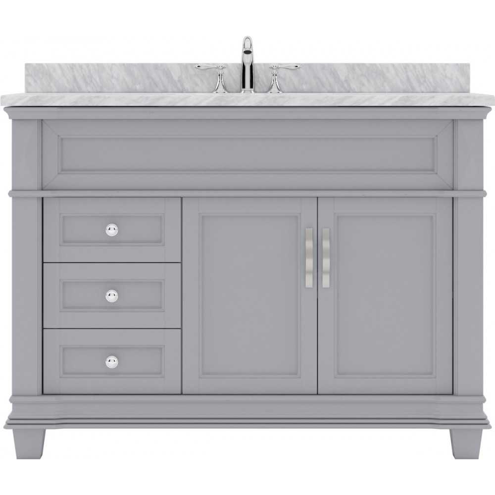 Victoria 48" Single Bath Vanity in Gray with White Marble Top and Square Sink