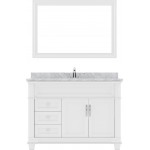 Victoria 48" Single Bath Vanity in White with White Marble Top and Square Sink and Matching Mirror