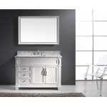 Victoria 48" Single Bath Vanity in White with White Marble Top and Square Sink and Matching Mirror