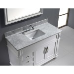 Victoria 48" Single Bath Vanity in White with White Marble Top and Square Sink and Matching Mirror