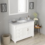 Victoria 48" Single Bath Vanity in White with White Marble Top and Square Sink with Brushed Nickel Faucet and Matching Mirror