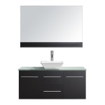 Marsala 48" Single Bath Vanity in Espresso with Clear Glass Top and Square Sink and Matching Mirror