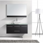 Marsala 48" Single Bath Vanity in Espresso with Clear Glass Top and Square Sink and Matching Mirror