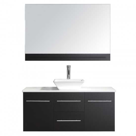 Marsala 48" Single Bath Vanity in Espresso with White Engineered Stone Top and Square Sink and Matching Mirror