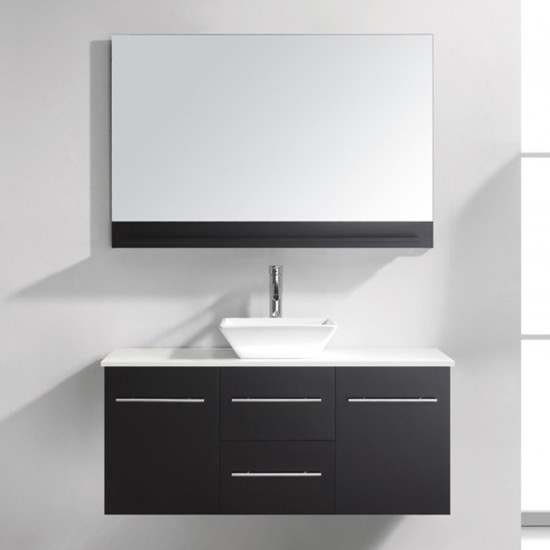 Marsala 48" Single Bath Vanity in Espresso with White Engineered Stone Top and Square Sink and Matching Mirror