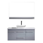 Marsala 48" Single Bath Vanity in Gray with White Engineered Stone Top and Square Sink and Matching Mirror