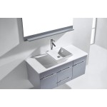 Marsala 48" Single Bath Vanity in Gray with White Engineered Stone Top and Square Sink and Matching Mirror