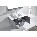 Marsala 48" Single Bath Vanity in Gray with White Engineered Stone Top and Square Sink and Matching Mirror