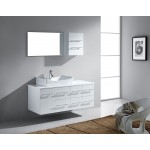 Ceanna 55" Single Bath Vanity in White with White Engineered Stone Top and Square Sink and Matching Mirror