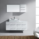 Ceanna 55" Single Bath Vanity in White with White Engineered Stone Top and Square Sink and Matching Mirror