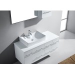 Ceanna 55" Single Bath Vanity in White with White Engineered Stone Top and Square Sink and Matching Mirror