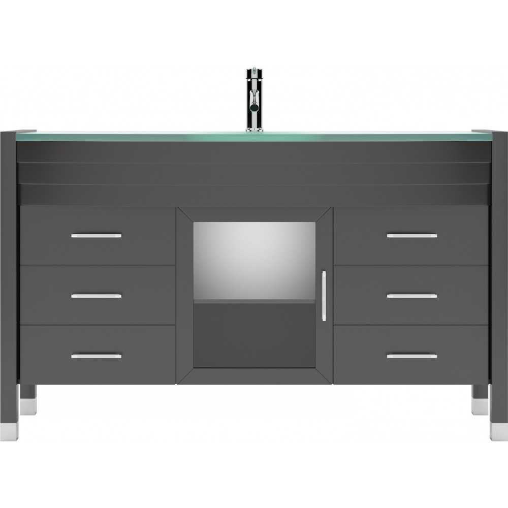 Ava 55" Single Bath Vanity in Espresso with Green Glass Top