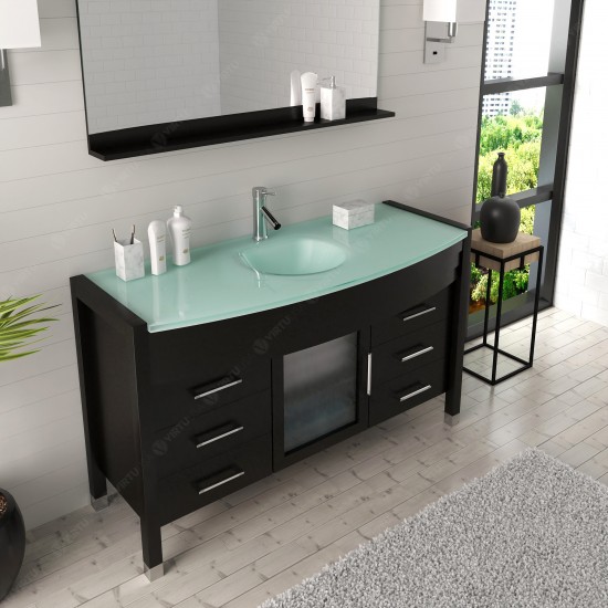 Ava 55" Single Bath Vanity in Espresso with Green Glass Top