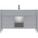 Ava 55" Single Bath Vanity in Gray with Green Glass Top