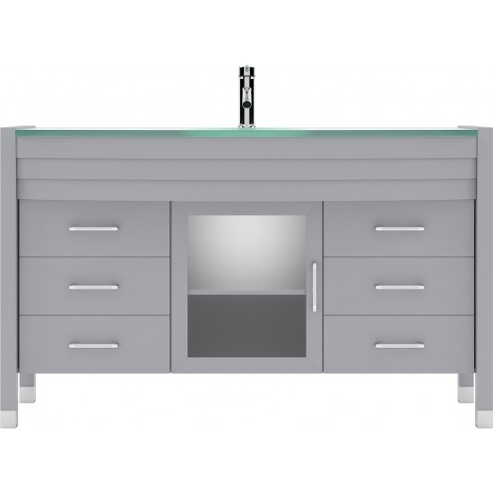 Ava 55" Single Bath Vanity in Gray with Green Glass Top