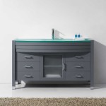 Ava 55" Single Bath Vanity in Gray with Green Glass Top