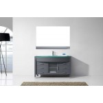 Ava 55" Single Bath Vanity in Gray with Green Glass Top