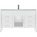 Ava 55" Single Bath Vanity in White with Green Glass Top