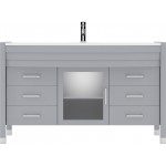 Ava 55" Single Bath Vanity in Gray with White Engineered Stone Top and Round Sink