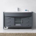 Ava 55" Single Bath Vanity in Gray with White Engineered Stone Top and Round Sink